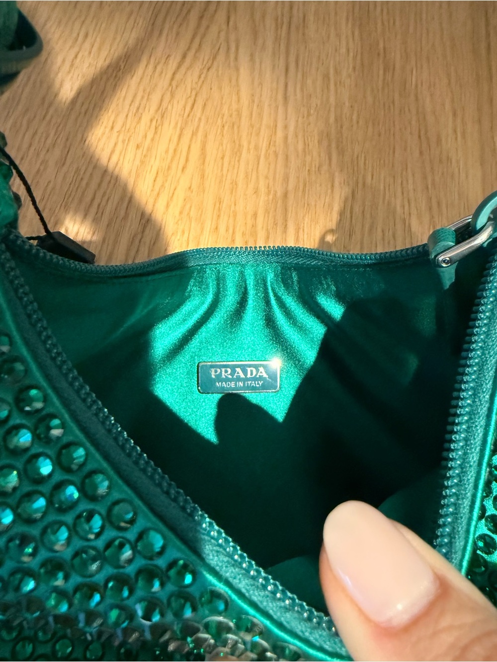 Prada Crystal Embellished Re-Edition 2000 in Green - Picture 8 of 13